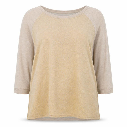 Front view of F&F women’s beige round neck polyester jumper, size UK 16