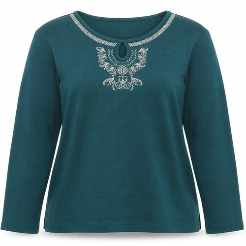 Bonmarchr Womens Green Round Neck  Polyester Henley Jumper Size L