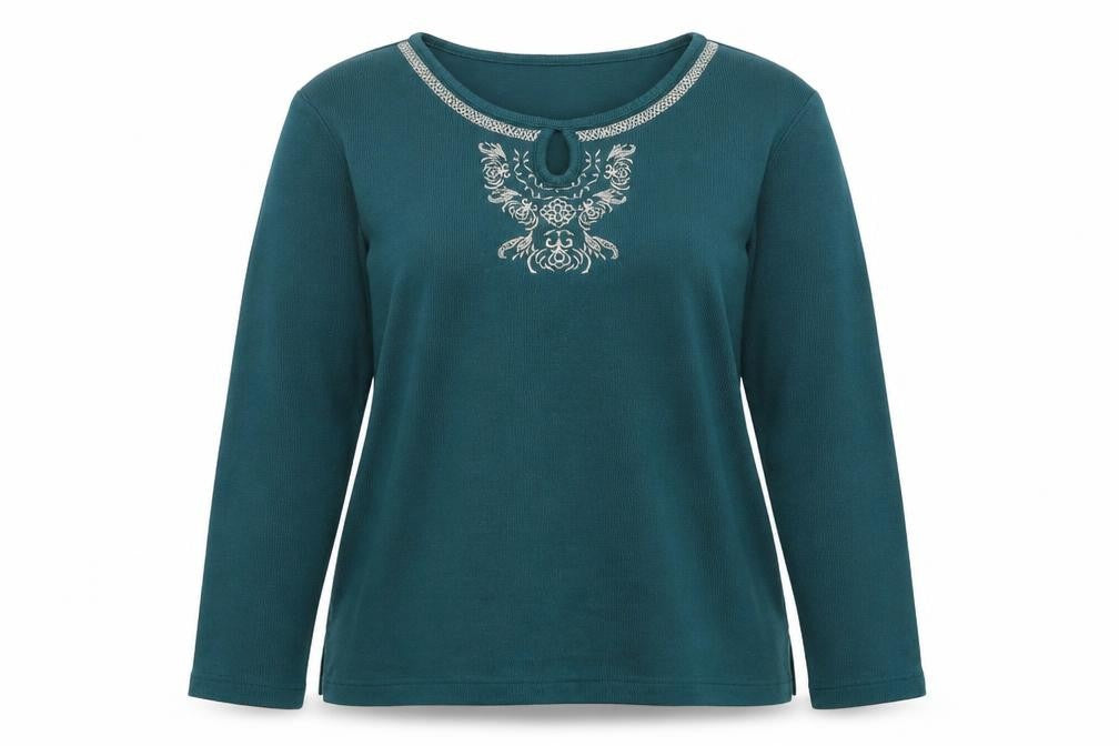 Bonmarchr Womens Green Round Neck  Polyester Henley Jumper Size L