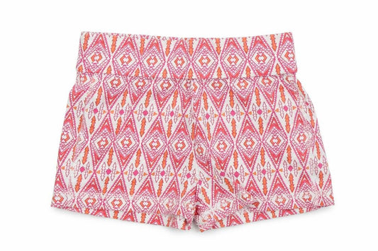 Dunnes Girls Red Geometric Cotton Hot Pants Shorts Size 5 Years  Regular