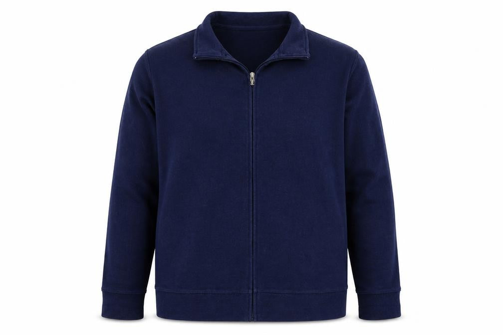 Front view of Matalan men’s blue polyester pullover sweatshirt, size L