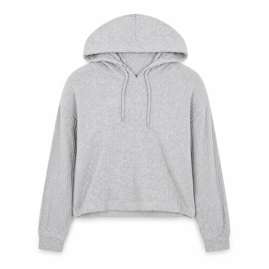 Front view of Primark women’s grey round neck polyester jumper, size S