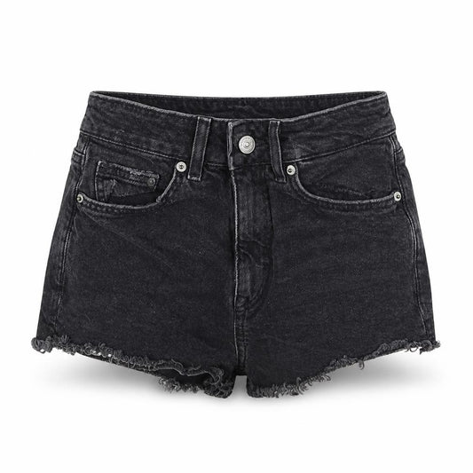 Front view of Divided women’s grey cotton hot pants shorts, size UK 34, 3-inch leg regular