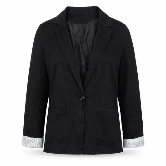 Front view of Evie Collection women’s black jacket blazer, size UK 10, button
