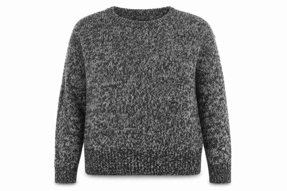 Front view of New Look women’s black crew neck acrylic jumper, size M