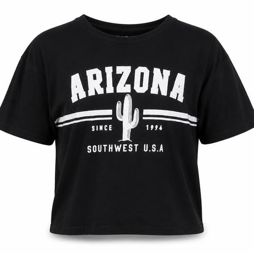F&F Girls Black  Cotton Cropped T-Shirt Size 11-12 Years Crew Neck Pullover - Arizona