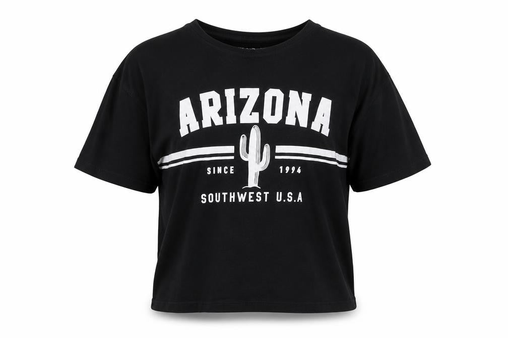 F&F Girls Black  Cotton Cropped T-Shirt Size 11-12 Years Crew Neck Pullover - Arizona