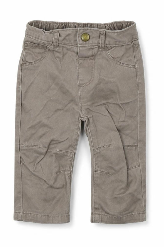 Front view of George boys’ beige cotton capri jeans, size 6-9, months button