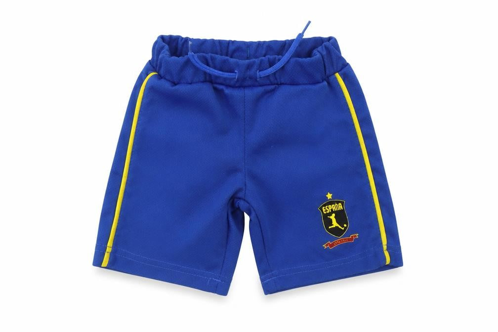 Front view of Dunnes boys’ blue polyester sweatpants, size 6-9, months drawstring - espana