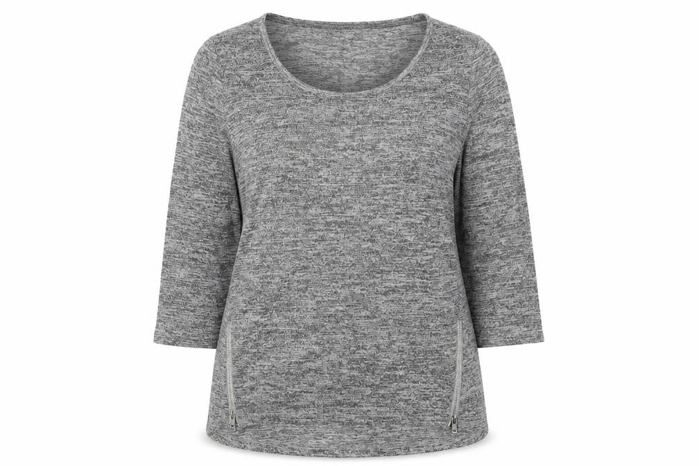 Front view of Papaya women’s grey polyester basic t-shirt, size M, round neck