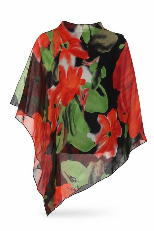 Front view of AX women’s multicoloured floral polyester basic blouse, size UK 8, one shoulder