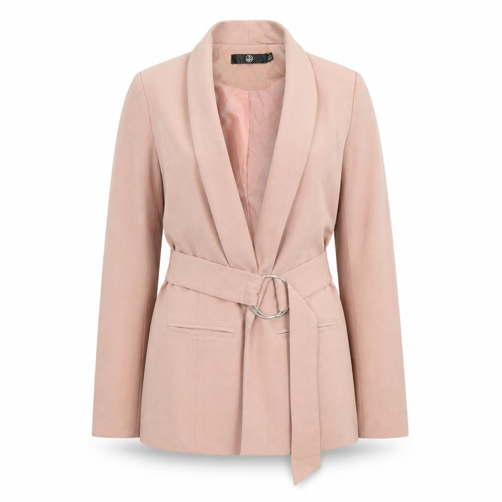 Front view of Missguided women’s pink jacket, size UK 4, tie
