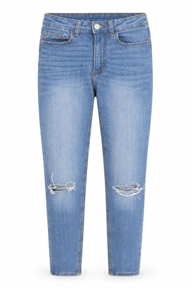 Denim & Co. Womens Blue  Cotton Straight Jeans Size 8 L27 in Regular Zip