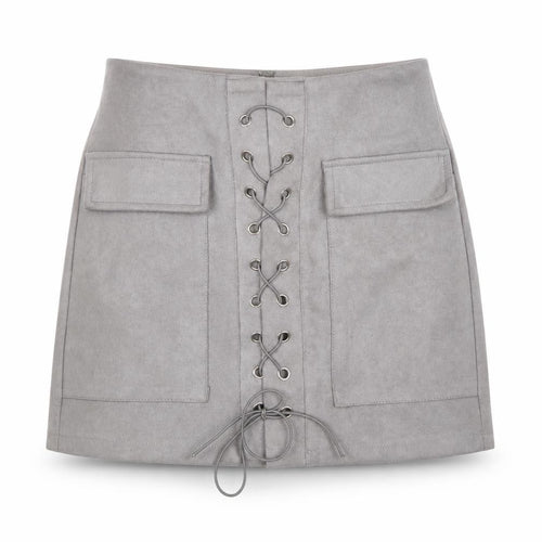 Prewron Womens Grey  Polyester A-Line Skirt Size 26 in   Zip