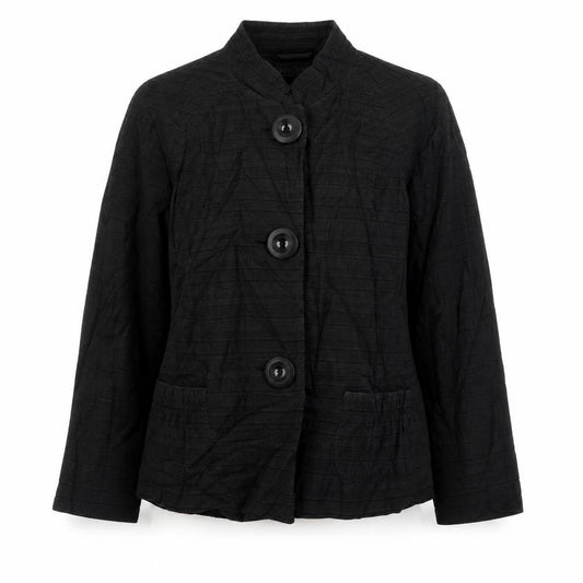 Front view of Principles women’s black striped jacket, size UK 14, button