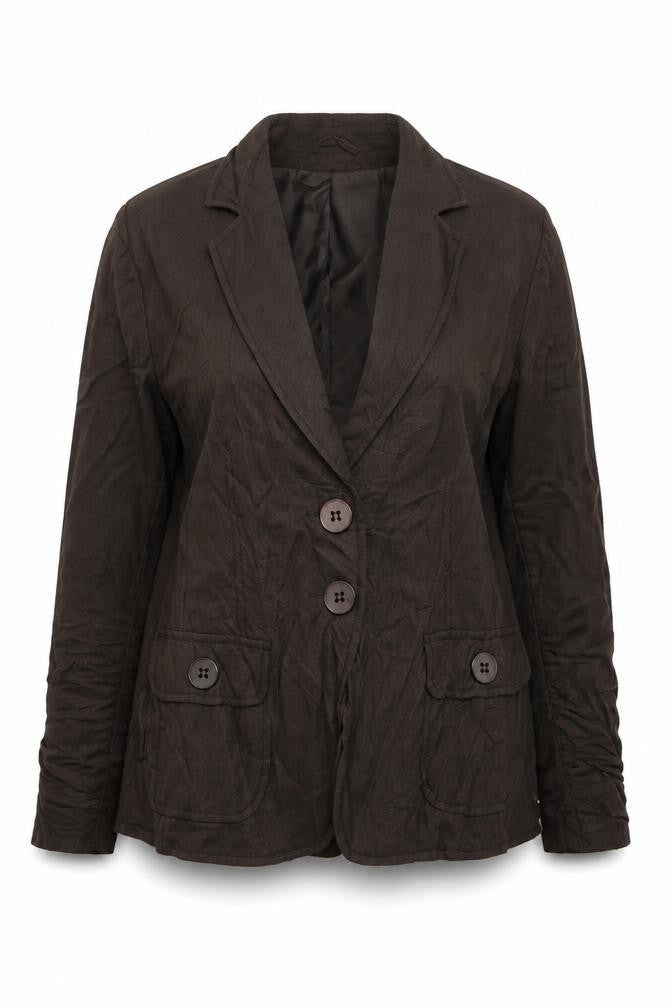 Front view of Wallis women’s brown jacket blazer, size UK 14, button