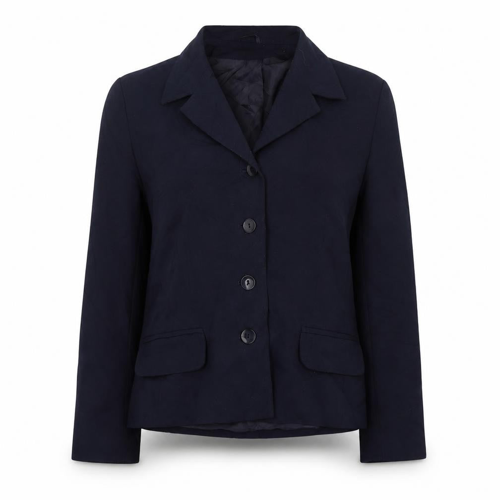 Front view of Classics women’s blue jacket blazer, size UK 12, button