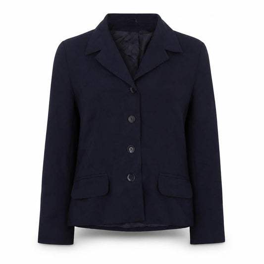 Front view of Classics women’s blue jacket blazer, size UK 12, button