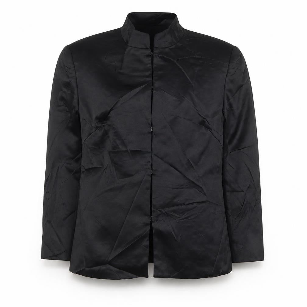 Front view of InWear women’s black jacket, size UK 10, hook & eye