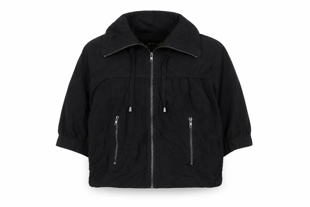 Front view of Primark women’s black jacket, size UK 12, zip