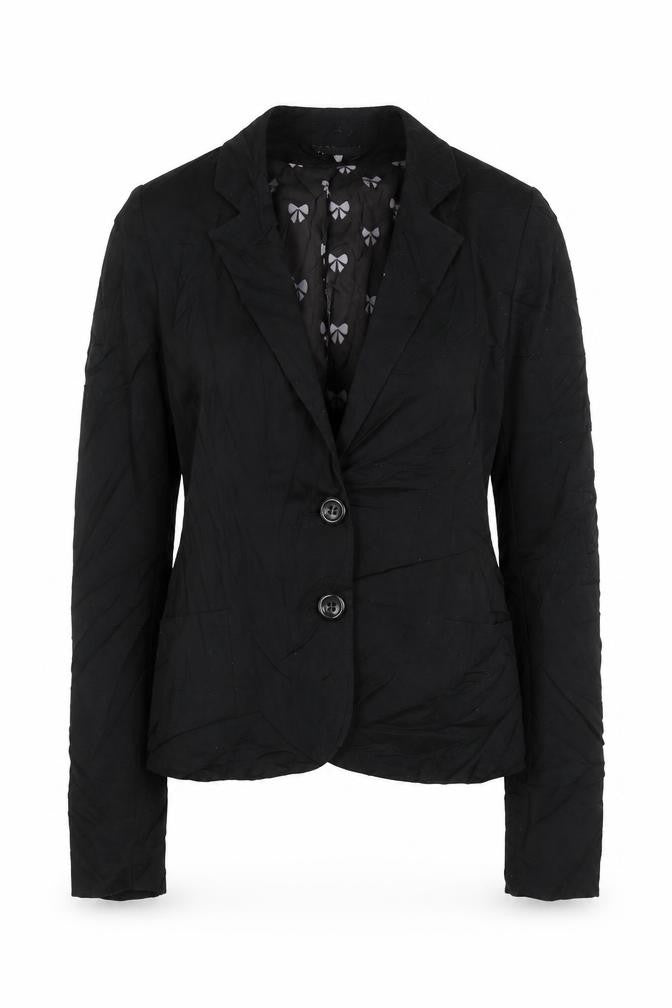 Front view of H&M women’s black jacket blazer, size UK 8, button