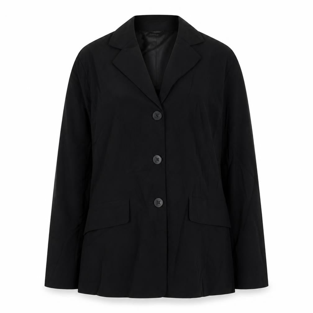 Front view of Sherwood women’s black jacket blazer, size S, button