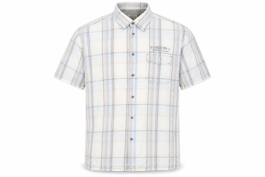 Front view of Tom Tailor women’s multicoloured plaid cotton camisole button-up, size L, collared