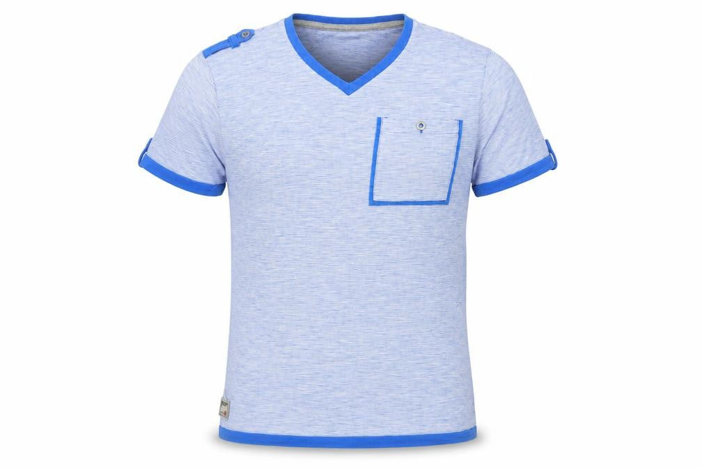 Dissident Mens Blue Striped Cotton  T-Shirt Size S V-Neck