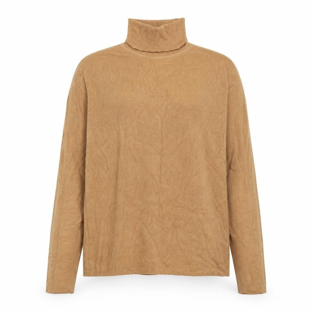 Front view of Primark women’s yellow roll neck viscose jumper, size M