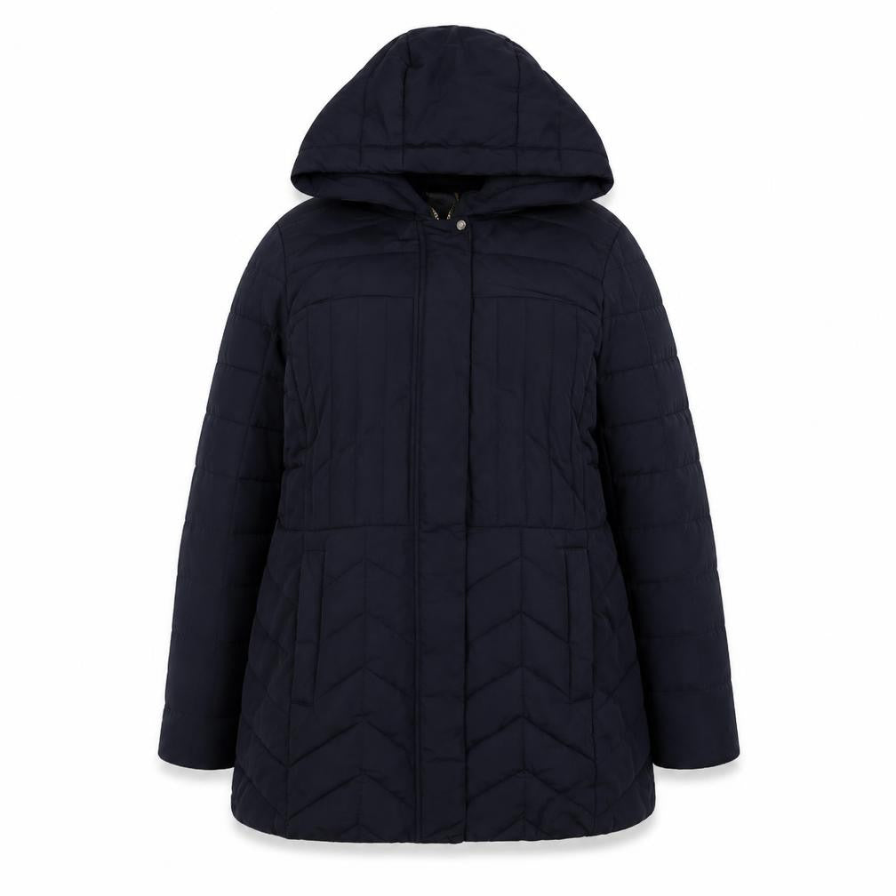 Front view of Dunnes women’s blue jacket, size UK 14