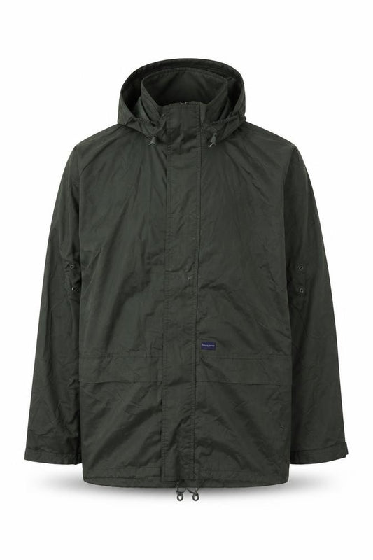 Front view of Harvey James men’s green jacket, size M