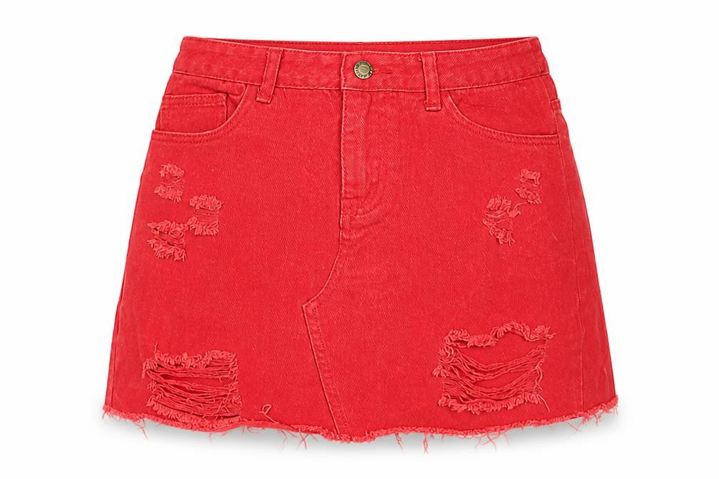 TOP TRENDS Womens Red  Cotton A-Line Skirt Size 10