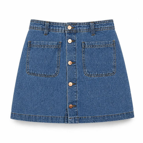 JACQUELINE D YONG  Womens Blue  Cotton Blend A-Line Skirt Size XS