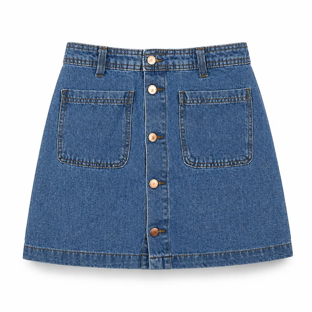 JACQUELINE D YONG  Womens Blue  Cotton Blend A-Line Skirt Size XS