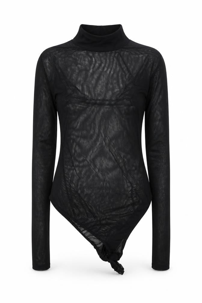 Front view of Boohoo women’s black polyester blend basic blouse, size UK 4, halter