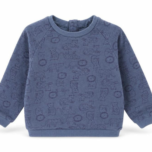 Matalan Baby Blue Geometric Cotton Pullover Jumper Size 12-18 Months  Snap - Wild Cats Print