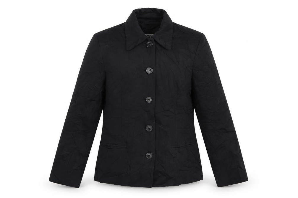 Front view of Oasis women’s black jacket blazer, size UK 12, button