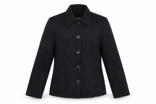 Front view of Oasis women’s black jacket blazer, size UK 12, button
