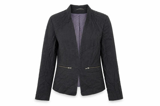 Front view of Next women’s grey jacket blazer, size UK 12, hook & eye