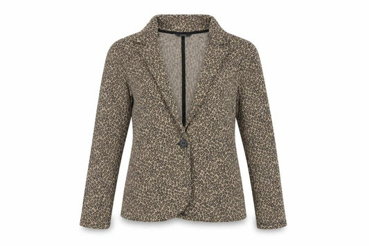 Front view of George women’s beige animal print jacket blazer, size UK 12, button