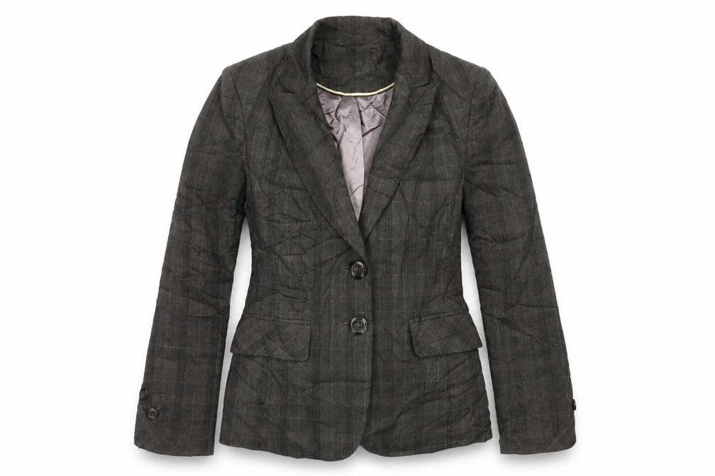 Front view of F&F women’s grey plaid jacket blazer, size UK 10, button