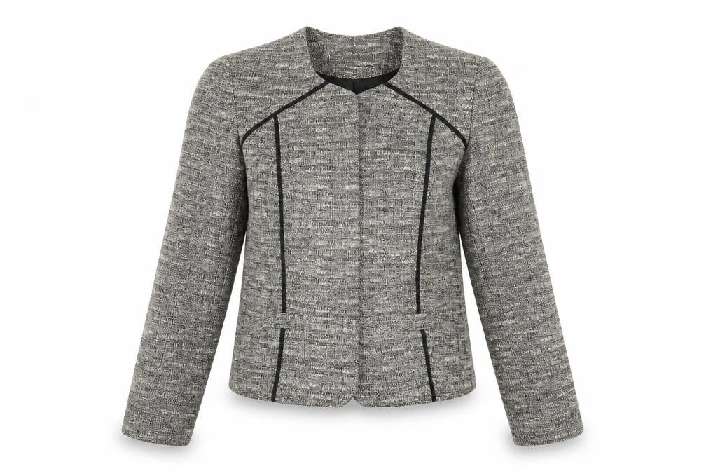 Front view of Savoir women’s silver jacket blazer, size UK 10