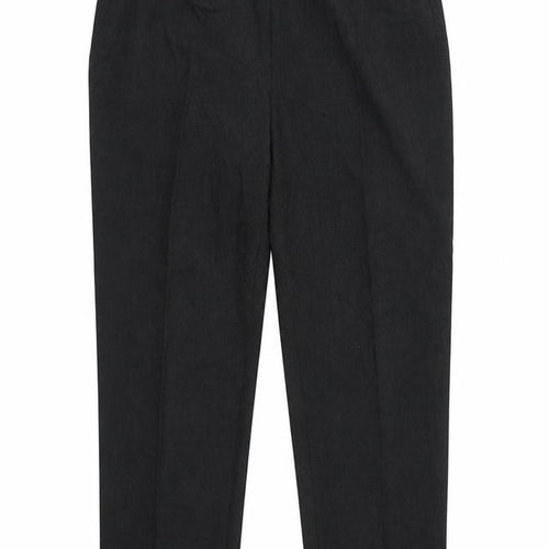 Marks and Spencer Womens Grey  Cotton Trousers  Size 16 L27 in Regular Zip