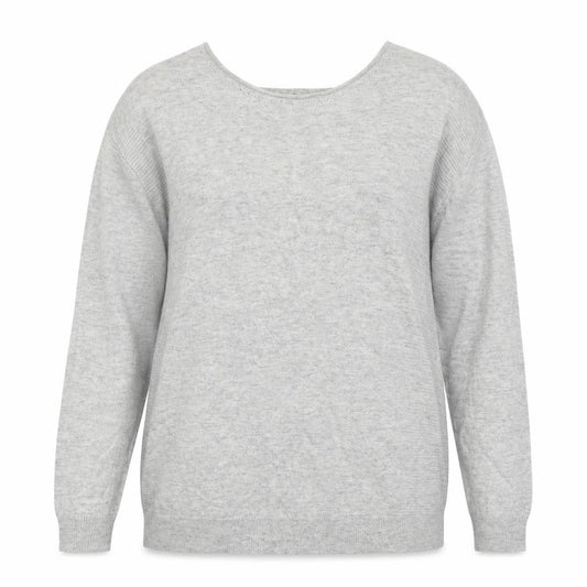 Front view of Next women’s grey boat neck viscose jumper, size UK 10