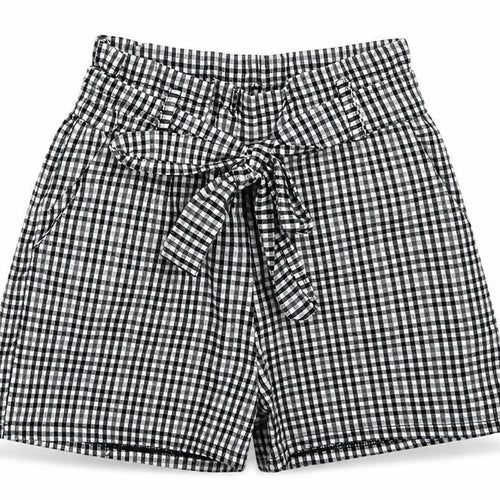 Qioz Womens Grey Check Cotton Mom Shorts Size 6 L3 in Regular