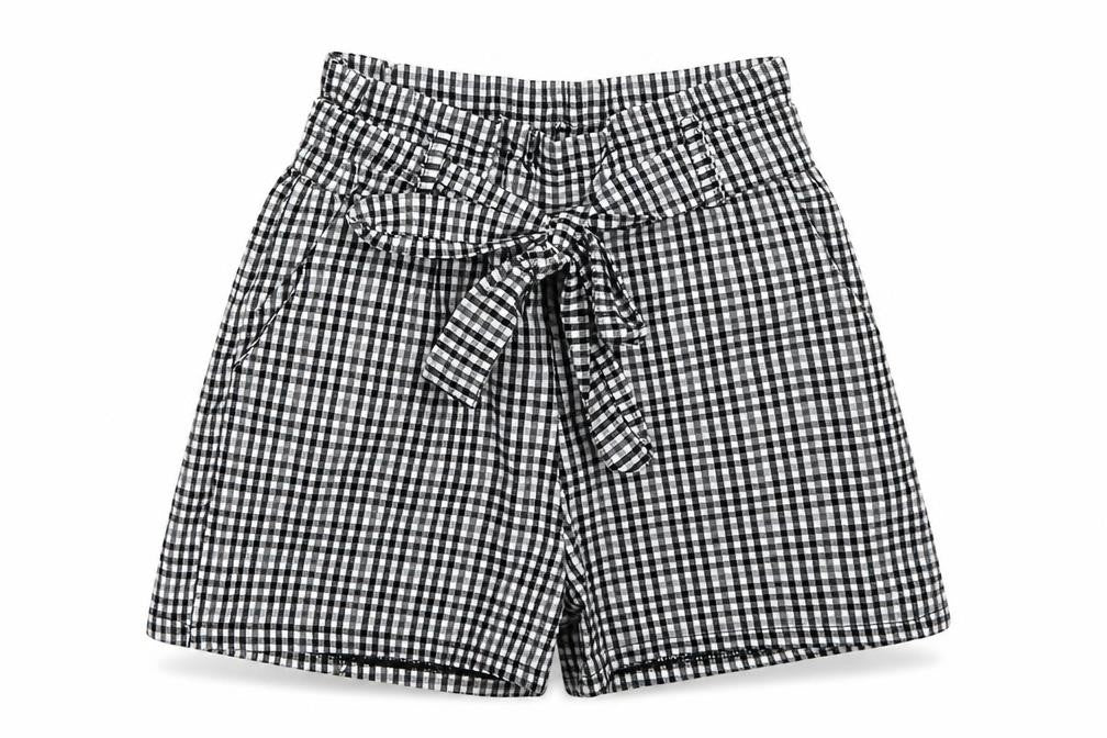 Qioz Womens Grey Check Cotton Mom Shorts Size 6 L3 in Regular