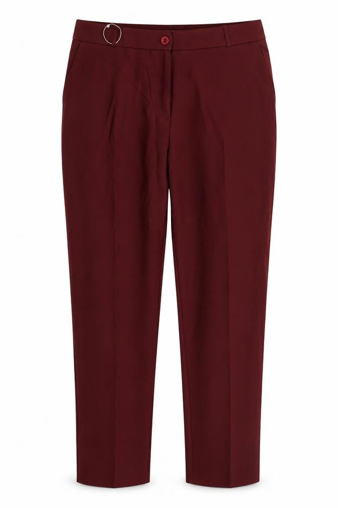 Iymes Womens Red  Cotton Trousers  Size 38 in L29 in Regular Button