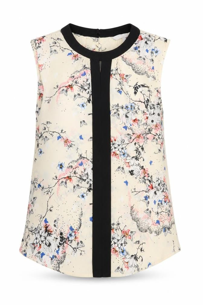 Front view of Red Herring women’s multicoloured floral polyester basic tank, size UK 8, crew neck