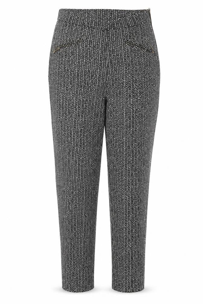 Phase Eight Womens Black Geometric Viscose Trousers  Size 8 L27 in Regular Zip