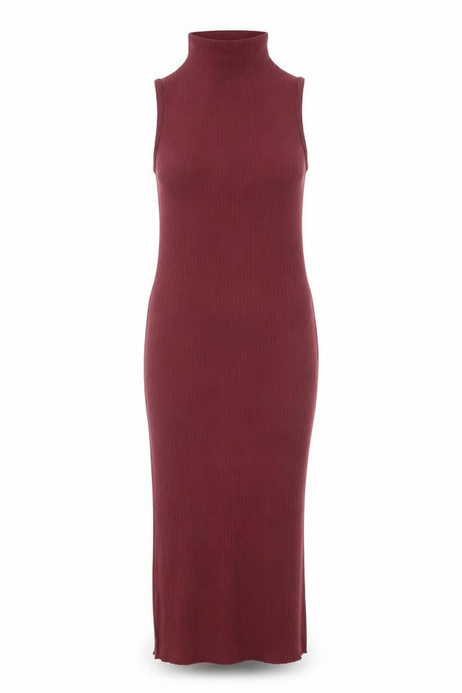 Front view of Missguided women’s purple polyester bodycon, size UK 4, high neck pullover